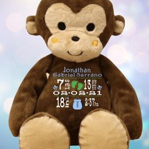 Birth Stat Personalized stuffed animal monkey